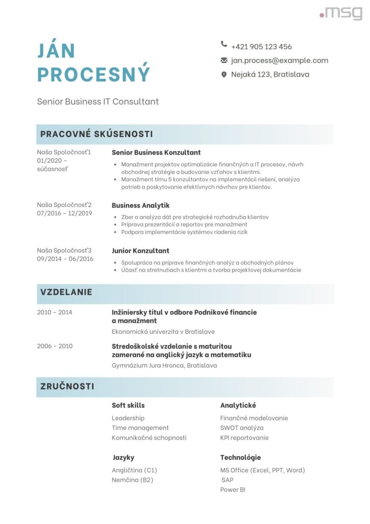 vzor klasického životopisu