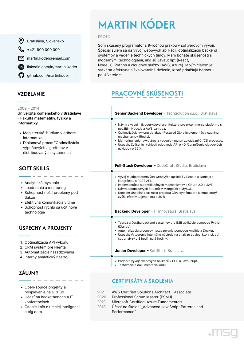 Čím je charakteristický štruktúrovaný životopis – msg life Slovakia Čím je charakteristický štruktúrovaný životopis