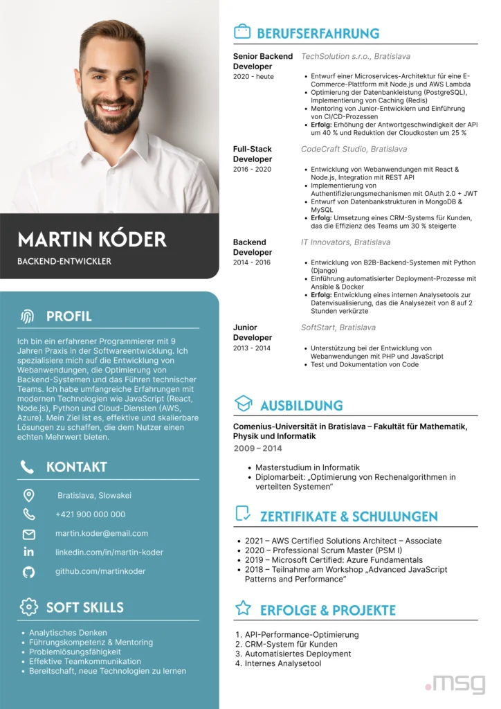 Ukážka životopisu v nemeckom jazyku – msg life Slovakia Ukážka životopisu v nemeckom jazyku